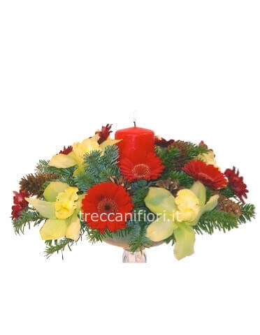 Centrotavola con candele » Fiori, fiorista a Rezzato e Brescia. Vendita  fiori, invio fiori, consegna fiori a Rezzato, Brescia.